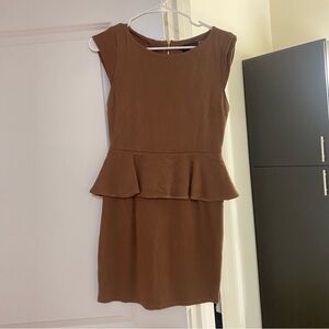 Alice + Olivia Brown Peplum Mini Dress